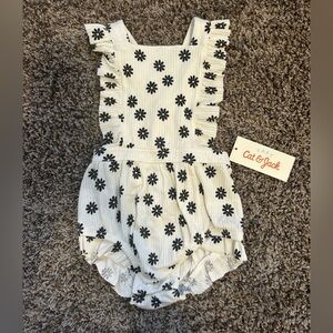 Cat & Jack White Romper with Black Floral Design